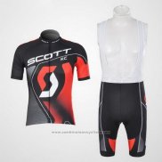 2012 Maillot Cyclisme Scott Gris et Rouge Manches Courtes et Cuissard